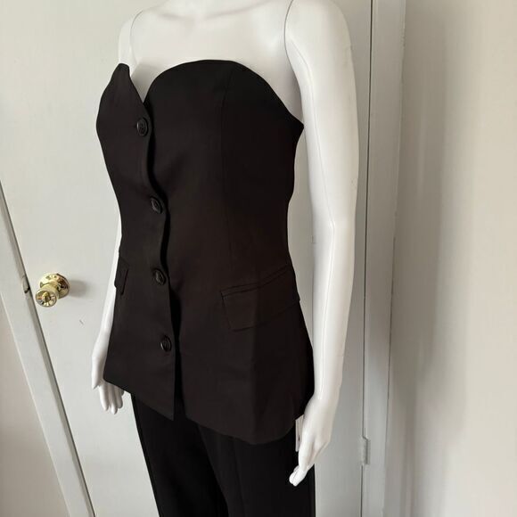 Commense Strapless Black Corset Tube Top with Button Details size L - Picture 4 of 11